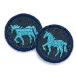 2 Mini Patches Pferd hellblau, 4 cm