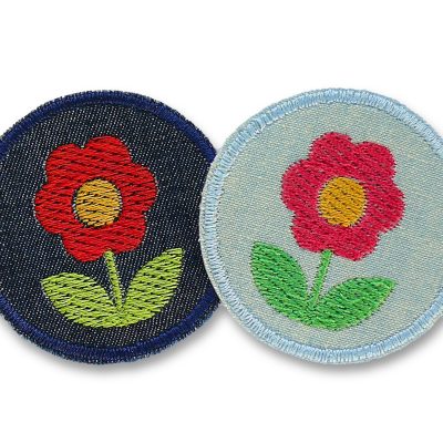 Blumen Patches zum aufbügeln aus Jeansstoff in 2 Farben