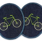 2 Jeansflicken Fahrrad neon, 8 x 10 cm
