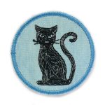 Katze schwarz Jeansflicken, 5,5 cm, Patch Aufnäher