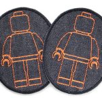 2 Knieflicken Bausteinmännchen neon orange, 8 x 10 cm