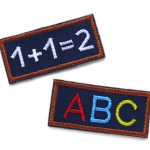 Aufnäher Patch Schulanfang ABC / 1+1 - Bügelbilder Einschulung