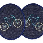 2 Jeansflicken Fahrrad, 8 x 10 cm
