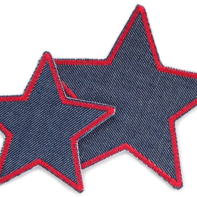 Stern Jeans Aufnäher rot, 2 Größen