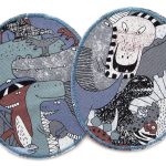 2 XL Knieflicken Dinosaurier grau, 10 x 12 cm, Aufnäher für Kinder