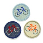 Mini Fahrrad Aufbügler 2er Set, 3 Farben, 4 cm