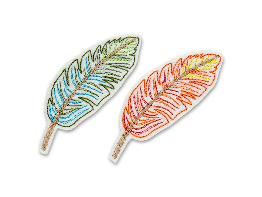 Feder Patch, 2 Farben, 8,5 x 3 cm, Vogelfeder Aufnäher