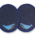 2 Jeansflicken Wal, 8 x 10 cm, Bügelflicken Jeans