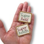 Patch Superheld & Superheldin, 4,5 x 3,5 cm, Hero Aufnäher