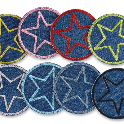 Jeansflicken Stern, 8 Farben, 7,5 cm