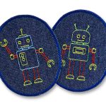 2 Roboter Jeansflicken, 8 x 10 cm