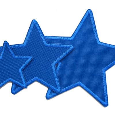 blaue Stern Flicken zum aufnähen für Regenhosen, 3 Größen