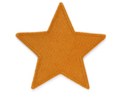 Stern Cord senf Aufnäher zum aufbügeln, Baumwollcord 10 x 10 cm, senffarben-ockerner Cordflicken sternförmig, Bügelflicken für Cordhosen und Kinderhosen handmade Berlin