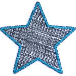 Stern Aufnäher Gitter schwarz - 10 cm - Bügelflicken