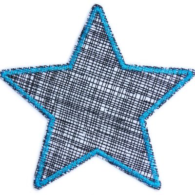 Stern Aufnäher Gitter schwarz, Bügelflicken Stoffflicken