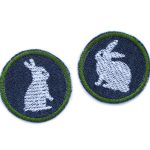 2 Kaninchen weiß Hosenflicken, 4 cm, Patches zum aufbügeln