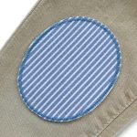 2 Knieflicken Jeans hellblau gestreift, 2 Größen