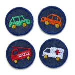 Jeansflicken Auto mini 4er Set, 4 cm, Patches Aufnäher