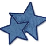 Stern Jeans Aufnäher mittelblau, 2 Größen