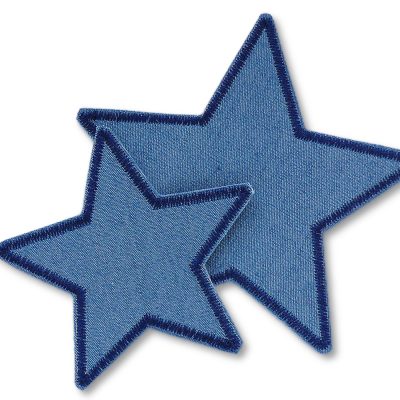 Stern Jeans Aufnäher mittelblau, 2 Größen