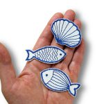 Patches Fisch & Muschel, 3 Varianten - maritime Aufbügler