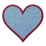 Jeansflicken Herz blau-rot, 8,5 x 8 cm, Bügelflicken Jeanshosen