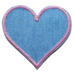 Jeansflicken Herz hellblau-rosa, 8,5 x 8 cm, Flicken Jeans