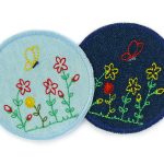 Jeansflicken Patch Blumenwiese, 7 cm, 2 Farben
