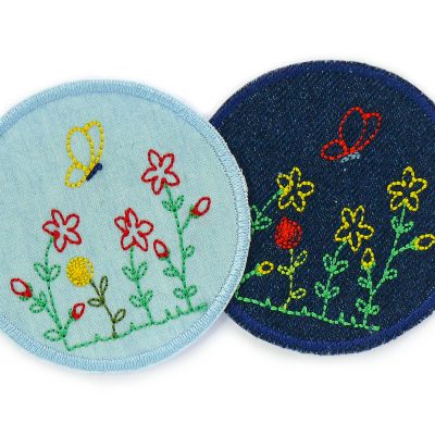 Blumen Aufnäher zum aufbügeln aus Jeans in 2 Farben