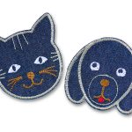 Jeans-Patch Hund oder Katze, 8 x 7,5 cm, Aufnäher für Kinder