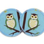 2 Waldeulen Bügelflicken hellblau - 6,5 cm - Flicken Eule