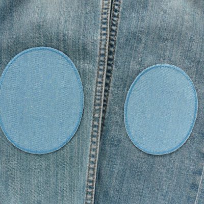 Knieflicken zum Aufbügeln aus hellblauem Jeansstoff, 8 x 10 cm oder 10 x 12 cm, einfarbige Jeansflicken Bügelflicken für Kinderhosen und Erwachsenenhosen handmade Berlin