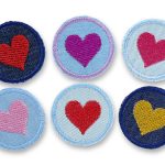 Jeansflicken Herz mini Set, 6 Farben, 4 cm, Patches zum aufbügeln