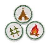 Camping Patches 3er Set, 4 cm, Lagerfeuer Zelt Wald