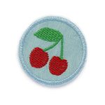 Jeansflicken Patch rote Kirschen, 5 cm, Bügelbild Aufnäher