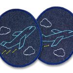 2 Knieflicken Flugzeug Jeansflicken, 8 x 10 cm