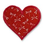 Herz Aufbügler Libelle weinrot, 8,5 x 8 cm