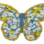 Schmetterling Bügelbild gelb, 9,5 cm