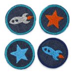 4 Mini Patches Rakete & Stern, 4 cm