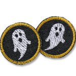 2 Mini Gespenster Jeansflicken, 4 cm, Halloween Patches