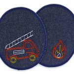 2 Knieflicken Feuerwehr dunkelblau, 8 x 10 cm