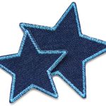 Stern Jeans Aufnäher hellblau, 2 Größen