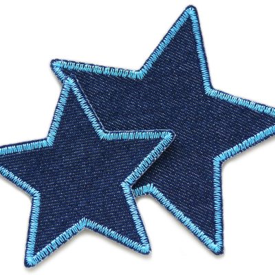 Stern Jeans Aufnäher hellblau, 2 Größen