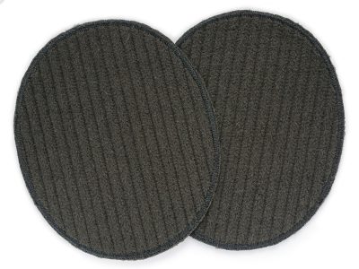 Zwei ovale XL-Knieflicken aus dunkelgrauem Baumwollcord (Breitcord), jeweils 10 x 12 cm, Bügelflicken zum Aufbügeln auf Cordhosen und Erwachsenenhosen, handmade Berlin