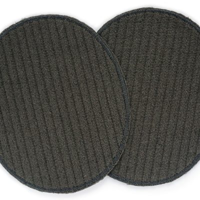 Zwei ovale XL-Knieflicken aus dunkelgrauem Baumwollcord (Breitcord), jeweils 10 x 12 cm, Bügelflicken zum Aufbügeln auf Cordhosen und Erwachsenenhosen, handmade Berlin