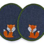 2 Fuchs Knieflicken Jeans, 8 x 10 cm