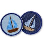 2 Jeansflicken Segelboot, 2 Farben, 4 cm, Patches zum aufbügeln