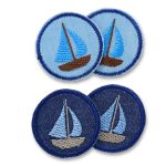 2 Jeansflicken Segelboot, 2 Farben, 4 cm, Patches zum aufbügeln