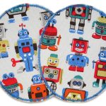 2 XL Knieflicken bunte Roboter, 10 x 12cm, Aufnäher Kinder