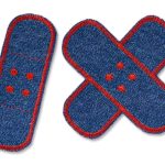 2 Jeansflicken Pflaster rot, 8,5 cm, Bügelflicken Jeanshosen